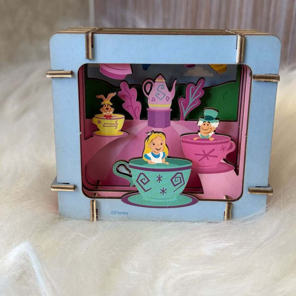 Disney Alice in Wonderland 3D Wooden Diorama Tea Party